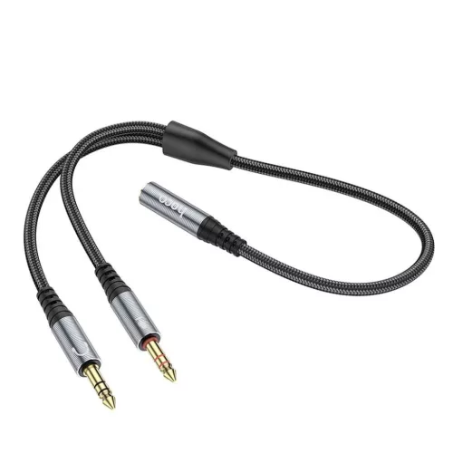 HOCO kábel AUX 2 az 1-ben 3,5 mm jack (női) 2 x 3,5 mm jack (férfi) UPA21 0,25 m fém szürke