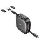 HOCO kábel Minden-az-egyben visszahúzható töltő adatkábel készlet PD 3A 60W U140 0,95 m fekete