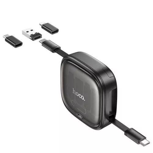 HOCO kábel Minden-az-egyben visszahúzható töltő adatkábel készlet PD 3A 60W U140 0,95 m fekete