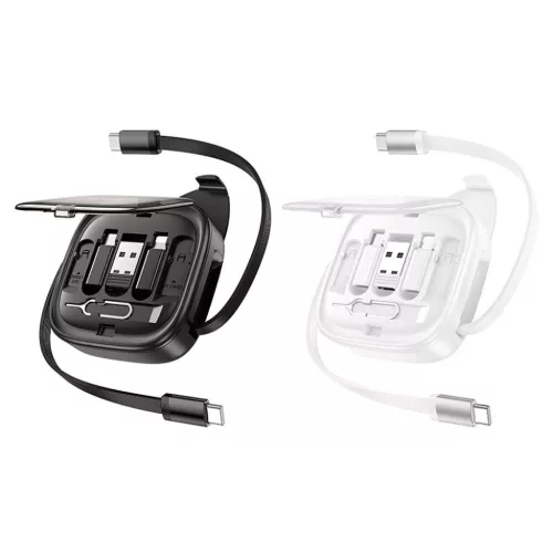HOCO kábel Minden-az-egyben visszahúzható töltő adatkábel készlet PD 3A 60W U140 0,95 m fekete