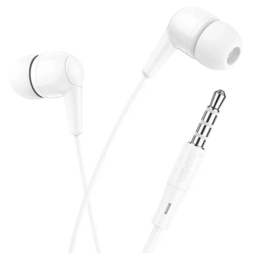 HOCO vezetékes fülhallgató Jack 3,5 mm mikrofonnal M97 fehér