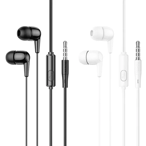 HOCO vezetékes fülhallgató Jack 3,5 mm mikrofonnal M97 fehér