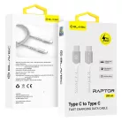 Blavec Cable Raptor fonott - Type C - Type C - PD 60W 3A 2 méter (CRA-CC3WS20) fehér-ezüst