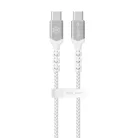Blavec Cable Raptor fonott - Type C - Type C - PD 60W 3A 2 méter (CRA-CC3WS20) fehér-ezüst