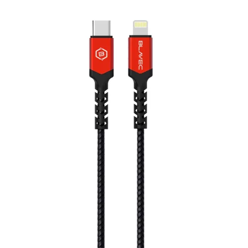 Blavec Cable Raptor fonott kábel - Type C - Lightning - PD 20W 2,4A 0,5 méter (CRA-CL24BR05) fekete-piros