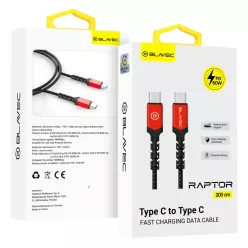   Blavec Raptor fonott kábel - Type C to Type C - PD 60W 3A 2 méter (CRA-CC3BR20) fekete-piros