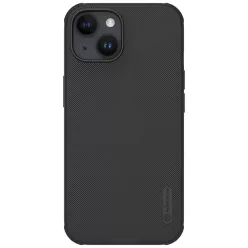   Nillkin Super Frosted PRO hátlapi tok Apple iPhone 15-hez Fekete (Apple logó kivágás nélkül) tok