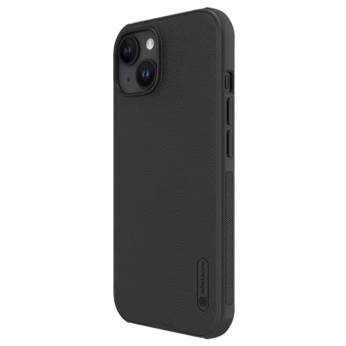 Nillkin Super Frosted PRO hátlapi tok Apple iPhone 15-hez Fekete (Apple logó kivágás nélkül) tok