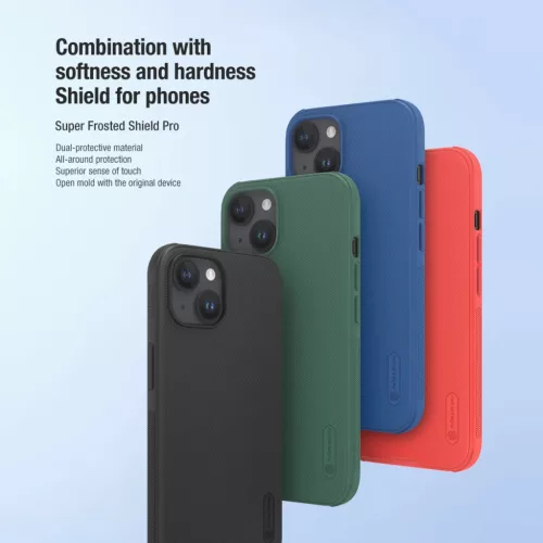 Nillkin Super Frosted PRO hátlapi tok Apple iPhone 15-hez Fekete (Apple logó kivágás nélkül) tok