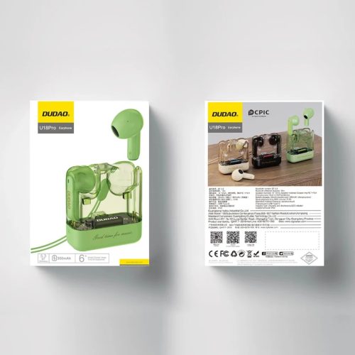 Dudao U18Pro Bluetooth 5.3 TWS vezeték nélküli fülhallgató - zöld