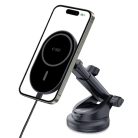 Tech-protect Mm15w-v6 Mágneses Magsafe Műszerfalra és Szellőzőre Rögzíthető Autós Telefontartó Vezeték Nélküli Töltő 15W Fekete/fekete