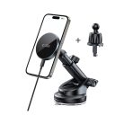 Tech-protect Mm15w-v5 magic-mágneses Magsafe műszerfal és szellőző autós tartó vezeték nélküli töltő 15W fekete/fekete