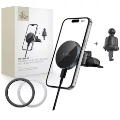   Tech-protect Mm15w-v5 Mágneses Magsafe Cd & Vent Autós Tartó Vezeték Nélküli Töltő 15w Fekete/fekete