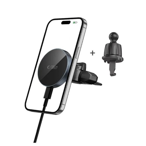 Tech-protect Mm15w-v5 Mágneses Magsafe Cd & Vent Autós Tartó Vezeték Nélküli Töltő 15w Fekete/fekete