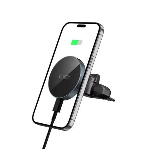 Tech-protect Mm15w-v5 Mágneses Magsafe Cd & Vent Autós Tartó Vezeték Nélküli Töltő 15w Fekete/fekete