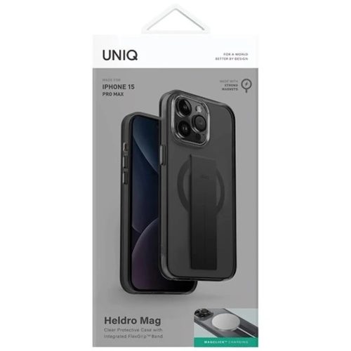 Uniq Heldro Mag Magclick Töltőtok iPhone 15 Pro Max - fekete tok