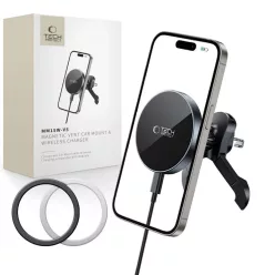   Tech-protect Mm15w-v5 Mágneses Magsafe Stability Ventilációs Rács Autós Tartó Vezeték nélküli Töltő 15w Fekete/fekete