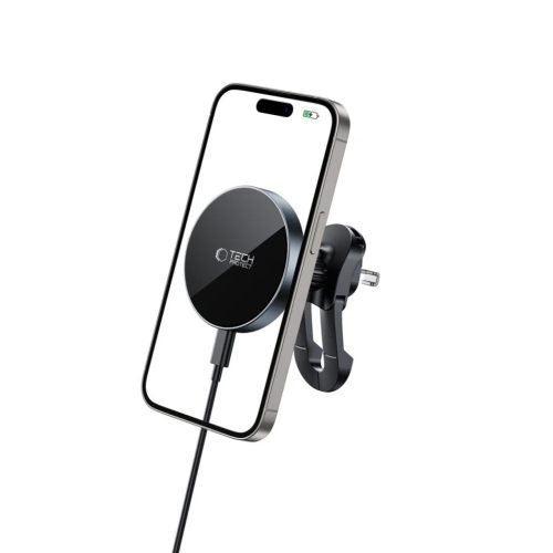 Tech-protect Mm15w-v5 Mágneses Magsafe Stability Ventilációs Rács Autós Tartó Vezeték nélküli Töltő 15w Fekete/fekete