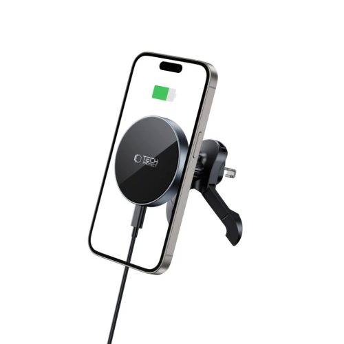 Tech-protect Mm15w-v5 Mágneses Magsafe Stability Ventilációs Rács Autós Tartó Vezeték nélküli Töltő 15w Fekete/fekete