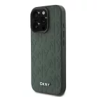 iPhone 16 Pro Zöld DKNY PU Bőr Rácsmintás Magsafe Tok