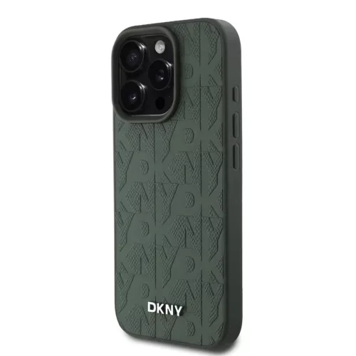 iPhone 16 Pro Zöld DKNY PU Bőr Rácsmintás Magsafe Tok