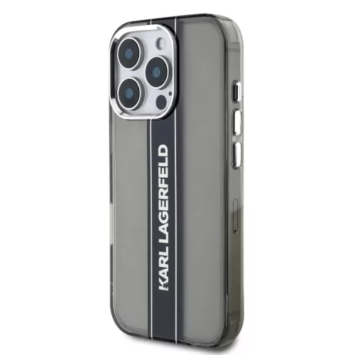 iPhone 16 Pro fekete Karl Lagerfeld IML Stripe Logo tok