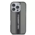 iPhone 16 Pro fekete Karl Lagerfeld IML Stripe Logo tok