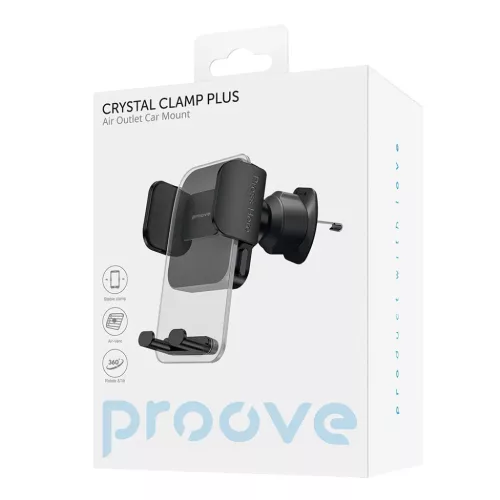 Proove Crystal Clamp Plus szellőzőre erősíthető autós telefontartó fekete