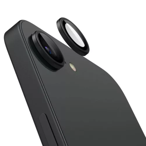 iPhone 16e/17e Spigen Optik Pro Glas.tr „ez Fit” kamera védő 2-csomag fekete kerettel, üvegfólia