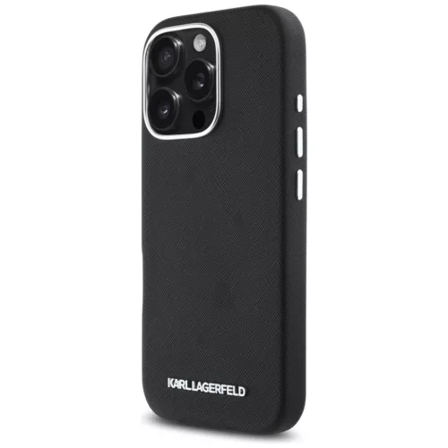iPhone 16 Pro 6,3" Karl Lagerfeld Hardcase MagSafe FW Saffiano Metal Logo fekete tok