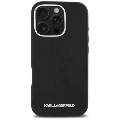 iPhone 16 Pro 6,3" Karl Lagerfeld Hardcase MagSafe FW Saffiano Metal Logo fekete tok