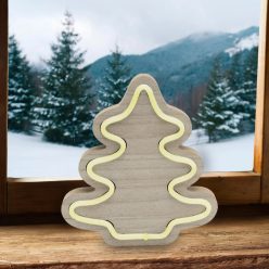   Home KAD 28 fa asztaldísz, fenyő, LED neon-light szalag, melegfehér