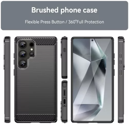 Techsuit - Szénszálas Szilikon - Samsung Galaxy S25 Ultra - Fekete tok