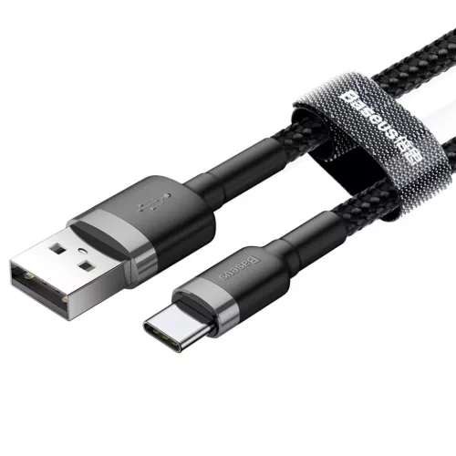 Baseus Cafule Nylon harisnyázott USB/USB-Type C kábel QC3.0 2A 3m fekete