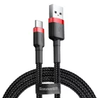 Baseus Cafule Nylon harisnyázott USB/USB-Type C kábel QC3.0 2A 3m fekete/piros