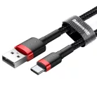 Baseus Cafule Nylon harisnyázott USB/USB-Type C kábel QC3.0 2A 3m fekete/piros