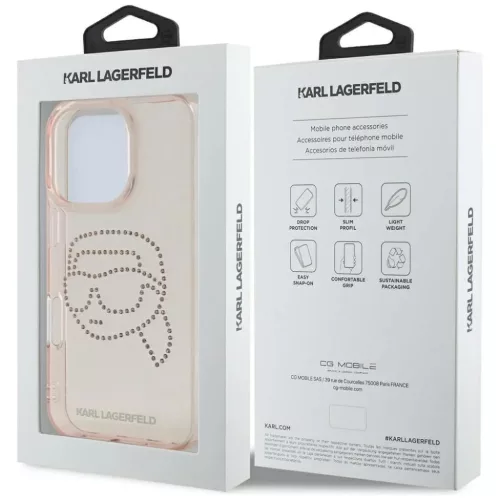IPHONE 16 Pro rózsaszín KARL LAGERFELD tok KLHCP16LHKHDCELP (IML Rhinestones S K Head)