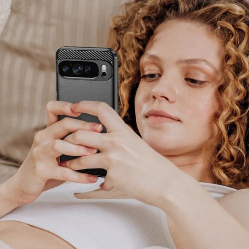 Techsuit - Karbonszilikon - Google Pixel 9 Pro XL - Fekete tok