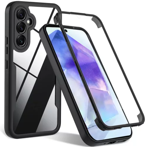 Techsuit - ColorVerse 360 Sorozat + Képernyővédő - Samsung Galaxy A54 - Fekete tok