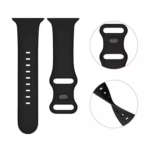 Techsuit - Óraszíj (W031) - Apple Watch 1/2/3/4/5/6/7/8/9/10/SE/SE 2 (38/40/41/42mm) - Fekete