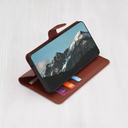 Techsuit - Bőr Folio - Samsung Galaxy A54 - Barna tok