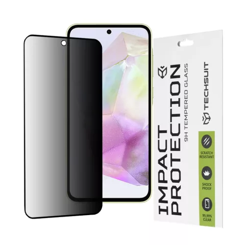 Techsuit - 111D Teljes Ragasztós Privátvédő - Samsung Galaxy A35 5G / A55 5G / M35 - Fekete üvegfólia