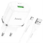 HOCO N3 Hálózati töltő adapter 18W QC3.0 3A + microUSB kábel 1m fehér