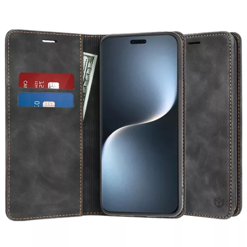 Honor Magic7 Pro fekete Techsuit Comfy Cover fliptok
