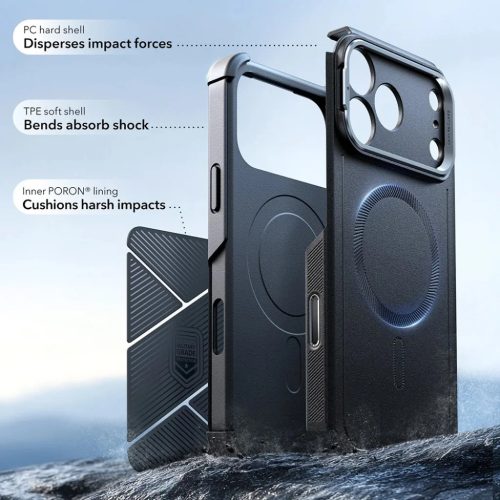 iPhone 17 Pro Max Fekete ESR - Cyber Armor Kitámasztós tok