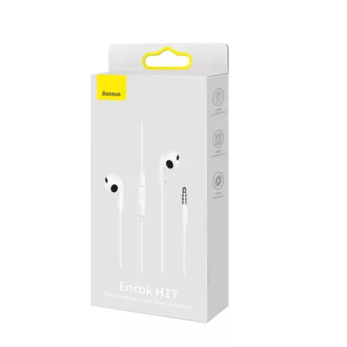 Baseus Encok H17 vezetékes fülhallgató (NGCR020002) fehér 3.5mm jack