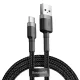 Baseus Cafule Nylon harisnyázott USB/USB-Type C kábel QC3.0 2A 2m fekete-szürke (CATKLF-CG1)