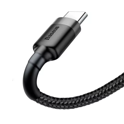 Baseus Cafule Nylon harisnyázott USB/USB-Type C kábel QC3.0 2A 2m fekete-szürke (CATKLF-CG1)