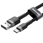 Baseus Cafule Nylon harisnyázott USB/USB-Type C kábel QC3.0 2A 2m fekete-szürke (CATKLF-CG1)
