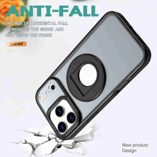 iPhone 17 Pro Max forgatható gyűrűs, Magsafe tartós telefontok fekete Alphajack RRMH-01